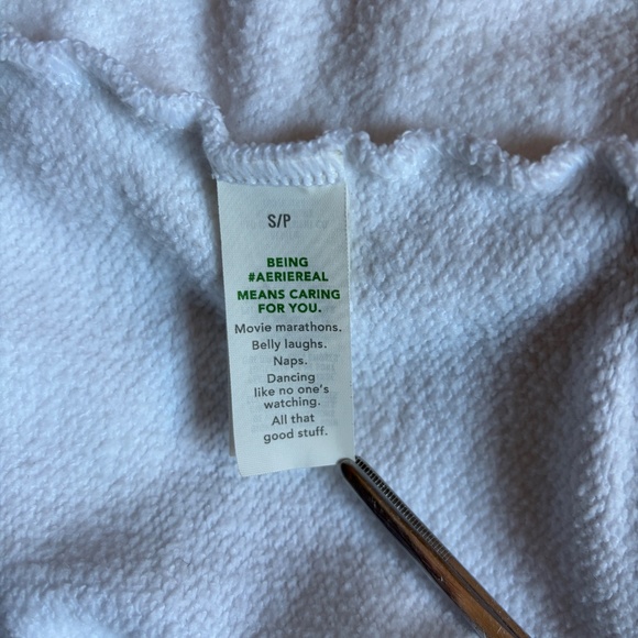 Aerie Hey Crochet Sweatshirt White Women's Lace Oversized American Eagle | Sz S - Picture 9 of 12